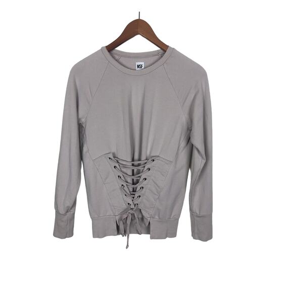 NSF SZ Small S Trinity Corset Lace-Up Pullover Sweatshirt - Picture 3 of 8